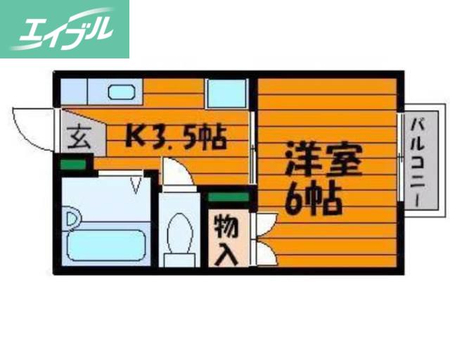アルトハイデI(1K/1階)の間取り写真