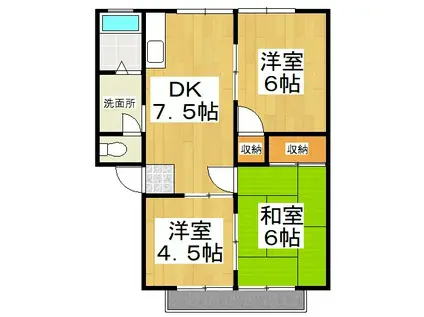 サンビレッジゆたかB(3DK/1階)の間取り写真