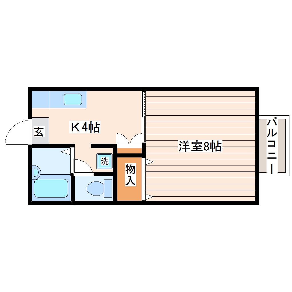 グランディール黒松(1K/2階)の間取り写真