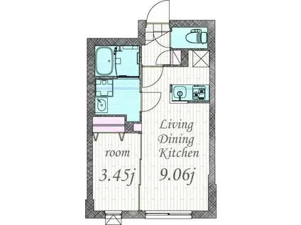 QUADOR川名(1LDK/2階)の間取り写真