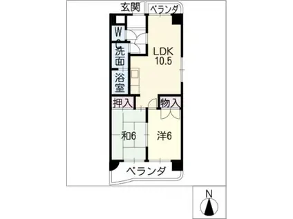 福洋マンション(2LDK/2階)の間取り写真