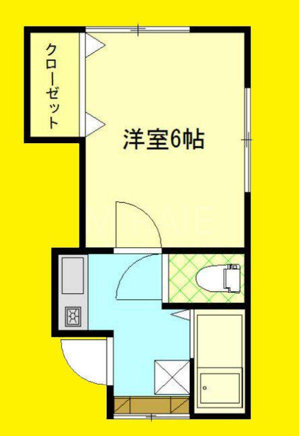 清水アパート(1K/2階)の間取り写真
