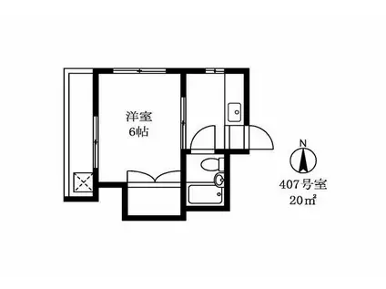 ベルウッド(1K/4階)の間取り写真