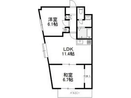 オーシャンビレッジ栄町(2LDK/2階)の間取り写真