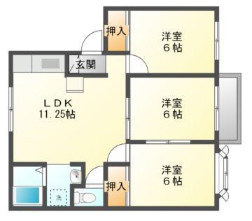 シティークレスト C棟(3LDK/2階)の間取り写真