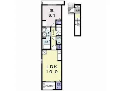 エヴァーガーデン(1LDK/2階)の間取り写真