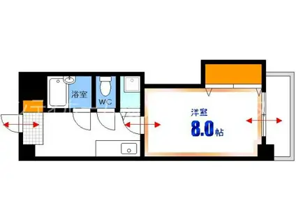 ヴェルマーレ中広(1DK/8階)の間取り写真