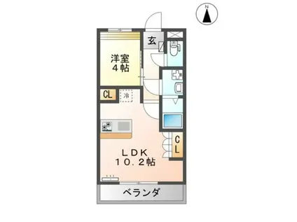 ローズガーデン(1LDK/3階)の間取り写真
