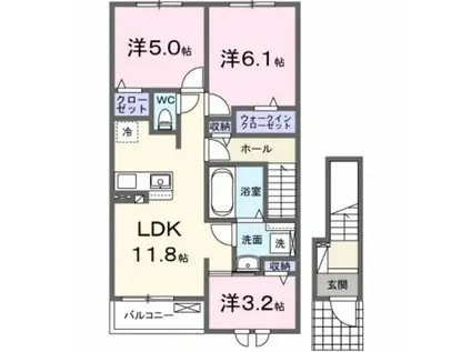 メゾン モナムール I(3LDK/2階)の間取り写真