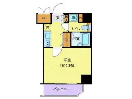 レジオス千鳥町(1K/6階)の間取り写真