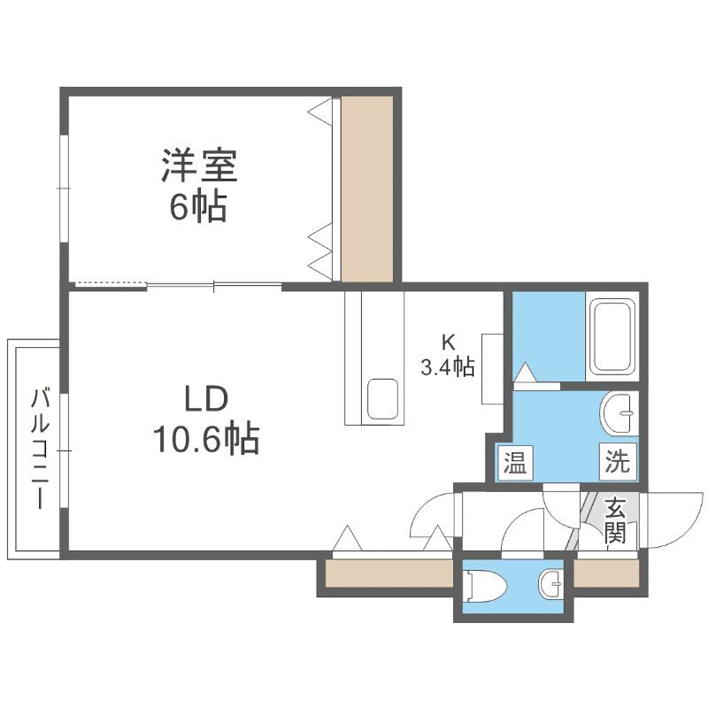 ライオンズパレス平岸(1LDK/4階)の間取り写真