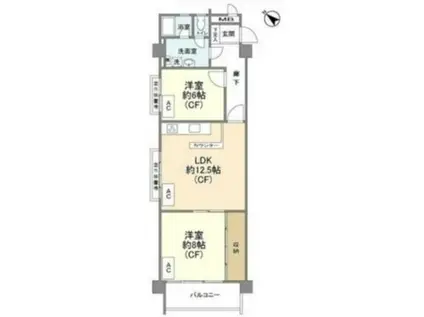 ヴィラ・ウィスタリア(2LDK/3階)の間取り写真