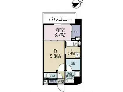CUBE TERRACE(1LDK/2階)の間取り写真