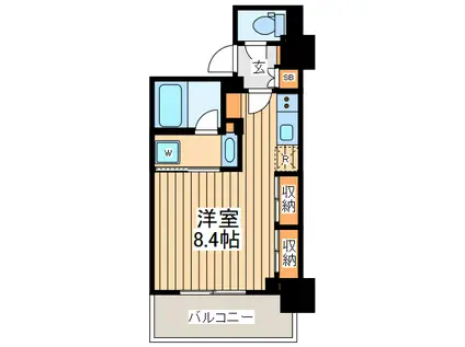 ザ・パークハビオ西横浜(ワンルーム/8階)の間取り写真