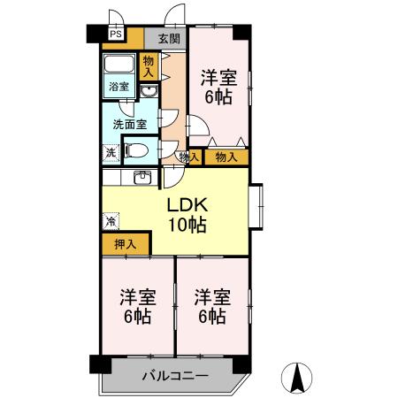 アスティーけやき(3LDK/2階)の間取り写真