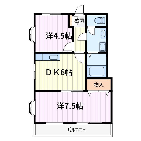 トーテム(2DK/2階)の間取り写真