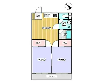 サンハイツ 1(2DK/1階)の間取り写真