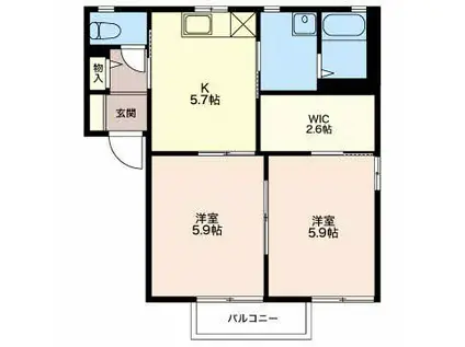 フォーレスももせ(2K/2階)の間取り写真