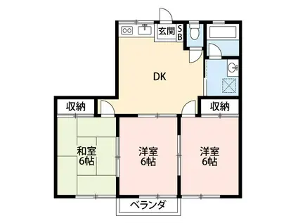 互コーポ(3DK/1階)の間取り写真