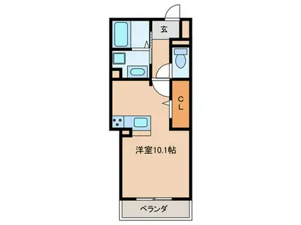 アリヴィオ(ワンルーム/2階)の間取り写真