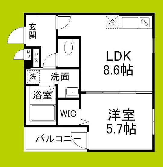フジパレス住吉遠里小野V番館(1LDK/1階)の間取り写真