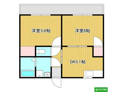 リバーレジデンス新川町(2DK/3階)の間取り写真