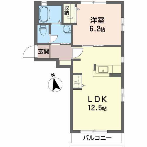 ディアス国見町(1LDK/2階)の間取り写真