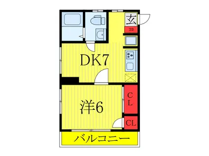 第2グリーンハイツ(1DK/2階)の間取り写真