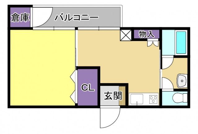 牛田コータース(1DK/5階)の間取り写真