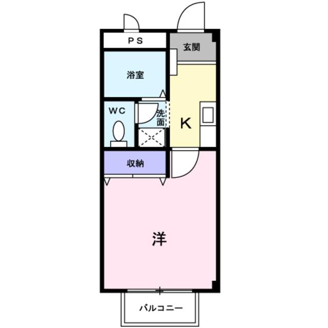 メゾンハッピーI(1K/2階)の間取り写真