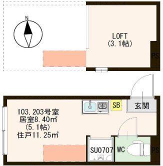 エクラール(ワンルーム/2階)の間取り写真