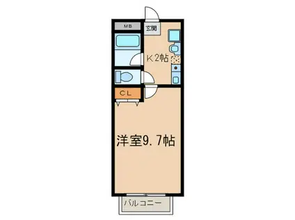PRINCE(1K/2階)の間取り写真