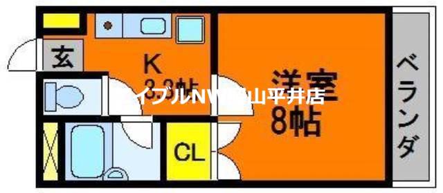 レディスマンション・キャステル(1K/2階)の間取り写真