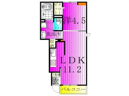 グラン クリュB(1LDK/1階)の間取り写真