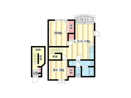 パークサイドコートI(2LDK/2階)の間取り写真