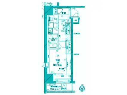 グランドコンシェルジュ神楽坂アルファ(1K/8階)の間取り写真