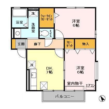 ほほえみ(2DK/1階)の間取り写真