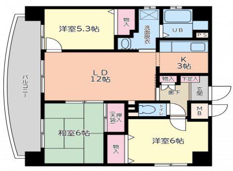 ユアコート横川(3LDK/2階)の間取り写真