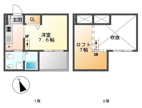 HAUS RUHE 高畑(1K/1階)の間取り写真