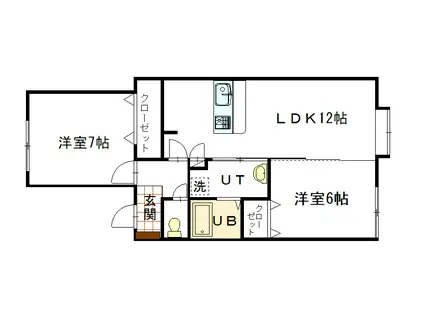 メゾン・ド・ルミニュー(2LDK/2階)の間取り写真