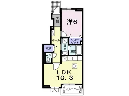 クレストコート(1LDK/1階)の間取り写真