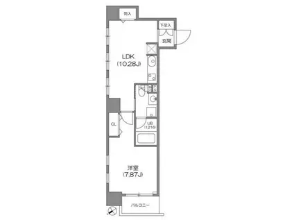 ルクレ新川レジデンス(1LDK/6階)の間取り写真