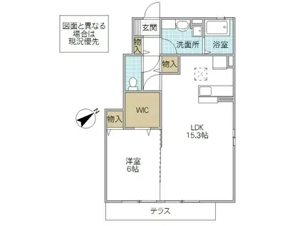 サニーウェルヒルズ B(1LDK/1階)の間取り写真