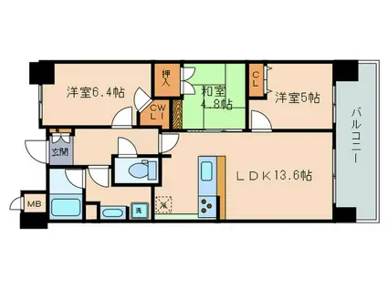 サンシティ草津駅前(3LDK/5階)の間取り写真
