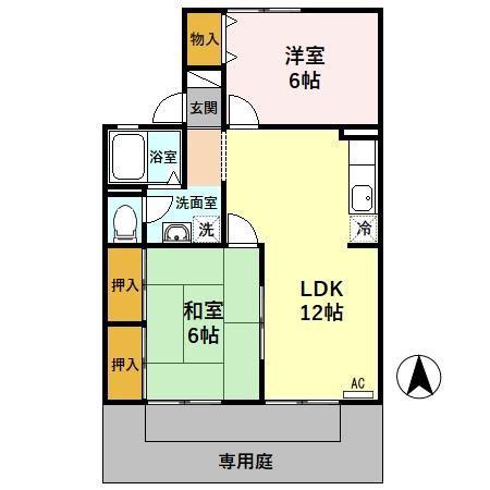 フォーラム ワーゴ(2LDK/1階)の間取り写真