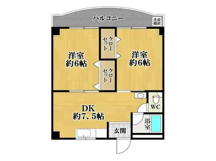高鷲マンション巽(2DK/1階)の間取り写真