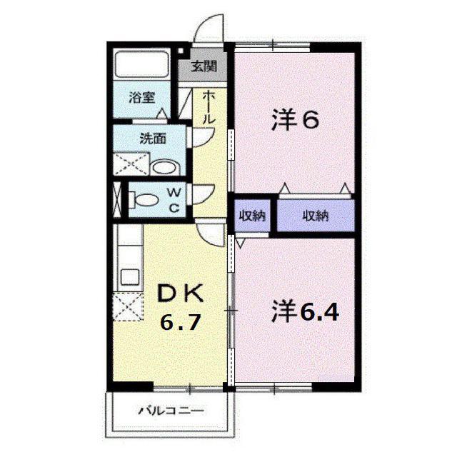 ブランカドゥボナ-ルA(2DK/1階)の間取り写真