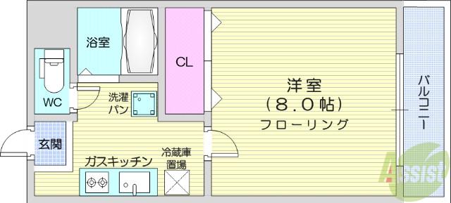 バ-シティハウス泉B(1K/1階)の間取り写真