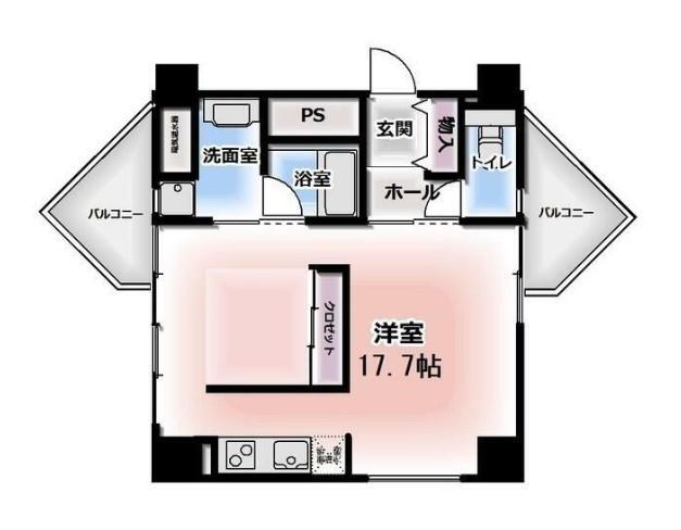 サンフレア日出町(1LDK/4階)の間取り写真