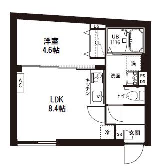 レピュア曙橋駅前レジデンス(1LDK/3階)の間取り写真